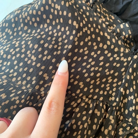 Zara Size Small Brown Speckled Ruffle Neckline Mini Dress - Picture 5 of 7